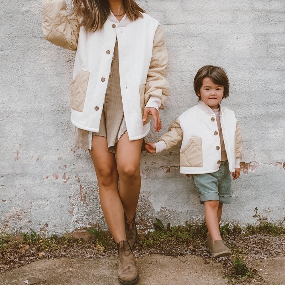 Me&My Bomber Quilted Cream Jacket sz OS